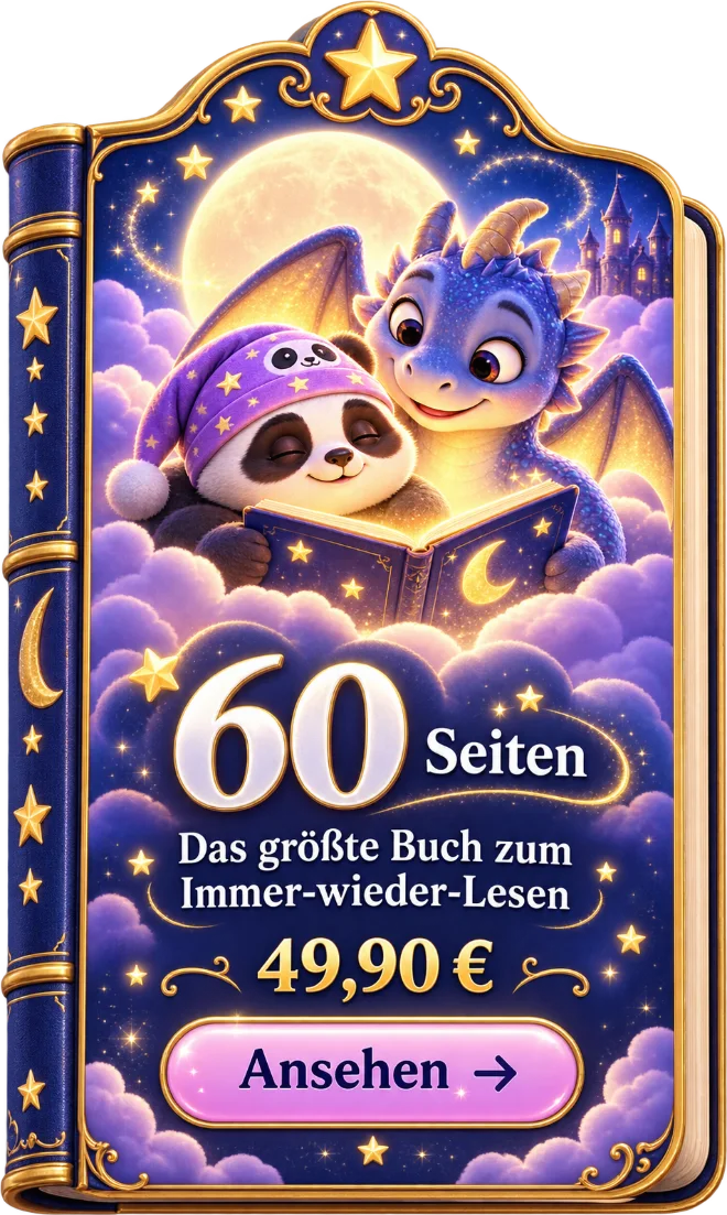 Ein leuchtendes Buch mit Paco und einem kleinen Drachen auf einer Wolke – 60 Seiten, 49,90 Euro